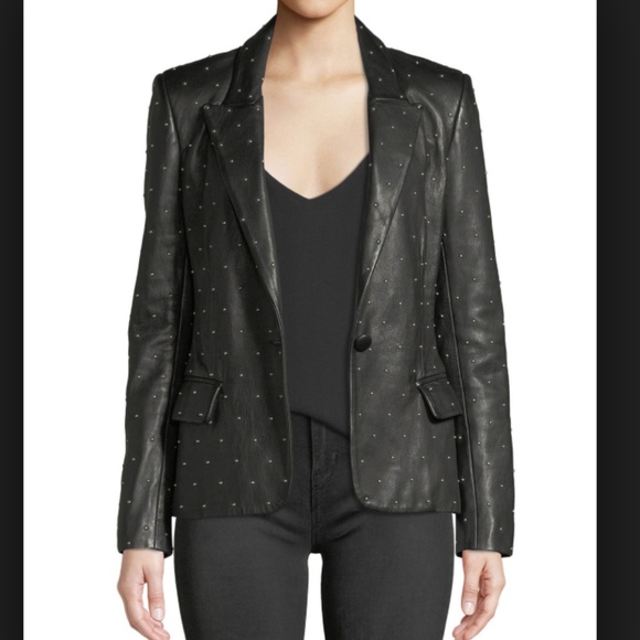 COPY - L'AGENCE Montegoi studded leather blazer - Picture 2 of 4